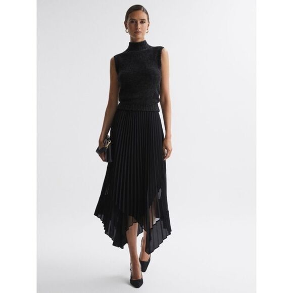 REISS Georgia Tinsel Knitted Sleeveless Vest Black Size M - Picture 12 of 12